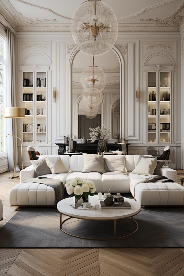 Phòng khách nổi bật với phong cách thiết kế tân cổ điển