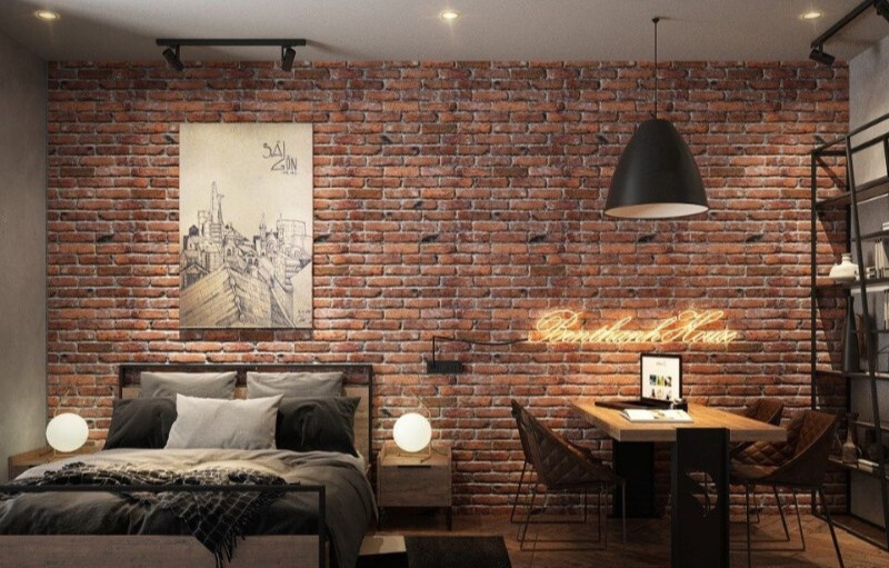 Sử dụng vật liệu thô mộc trong phong cách nội thất phòng ngủ Industrial