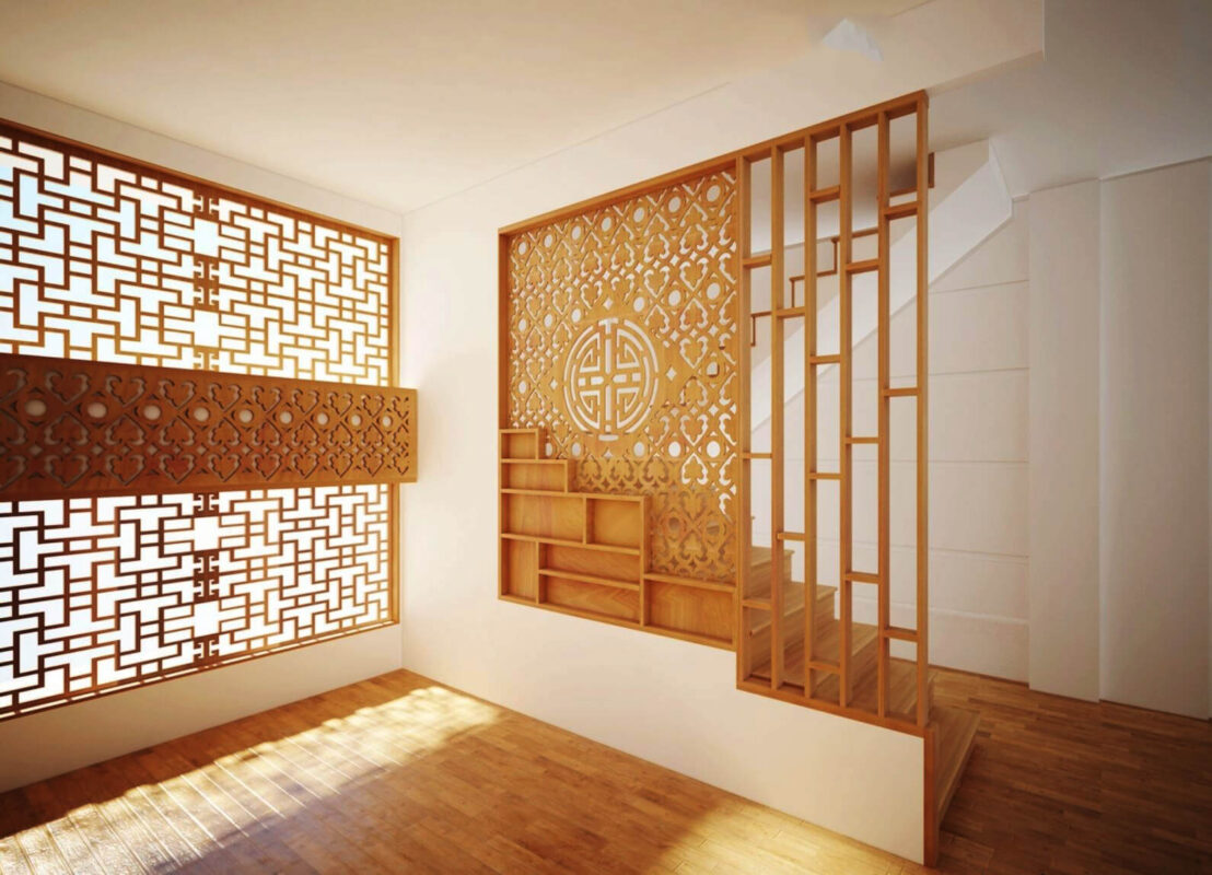 Thi công nội thất biệt thự cửa và vách ngăn 