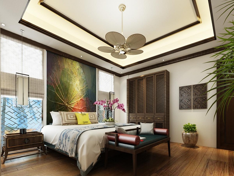 Thiết kế nội thất phòng ngủ ở Hà Nội theo phong cách Đông Dương Indochine Style