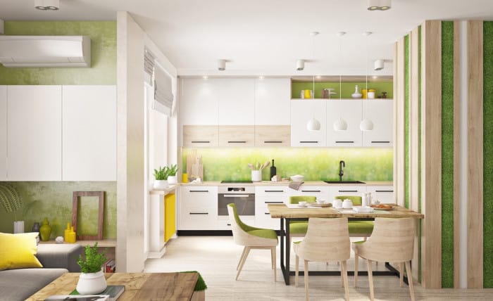 Thiết kế nội thất nhà bếp chung cư màu xanh lá cây - Azio Home