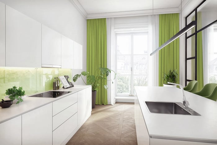 Thiết kế nội thất nhà bếp ở Hà Nội màu xanh lá cây - Azio Home