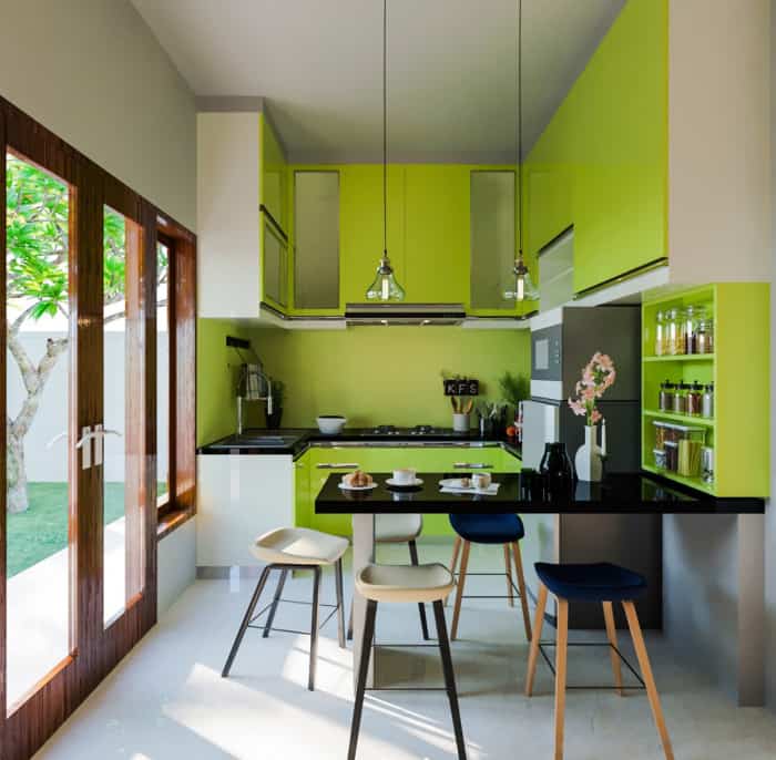 Thiết kế nội thất nhà bếp ở Hà Nội màu xanh lá cây - Azio Home