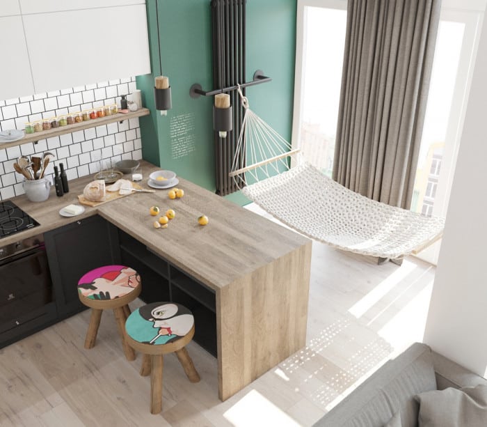 Thiết kế nội thất nhà bếp ở Hà Nội màu xanh lá cây - Azio Home