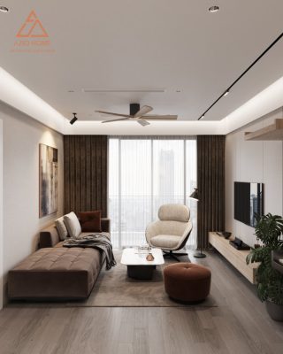 Bản vẽ 3D thiết kế nội thất phòng khách căn hộ chung cư dual key