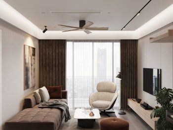 Bản vẽ 3D thiết kế nội thất phòng khách căn hộ chung cư dual key