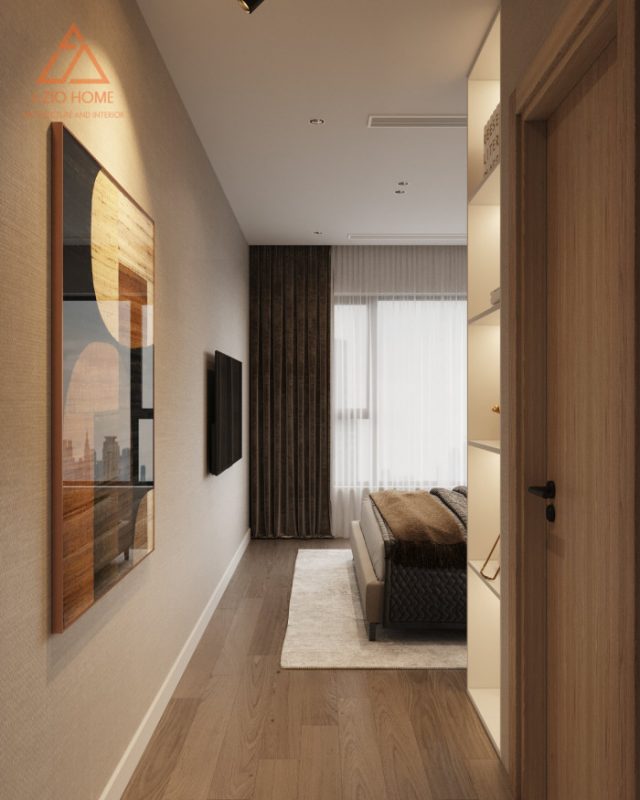 Hình vẽ 3D thiết kế phòng ngủ master nội thất chung cư
