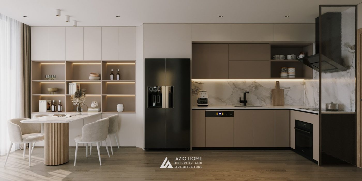 Không gian phòng bếp tại Vinhomes Ocean Park do Azio Home thiết kế