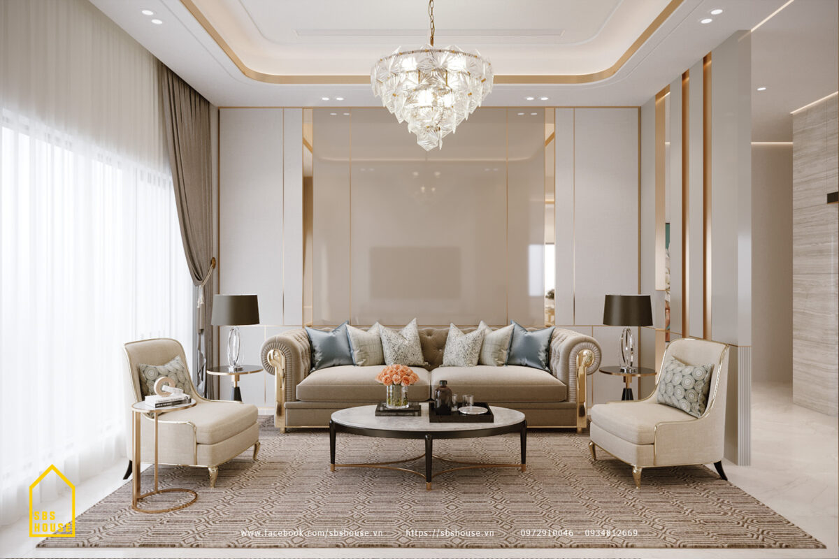 Đèn chùm tạo không gian phòng khách trở nên sang trọng