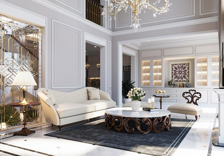 Mẫu nội thất biệt thự phong cách tân cổ điển đẹp, đẳng cấp