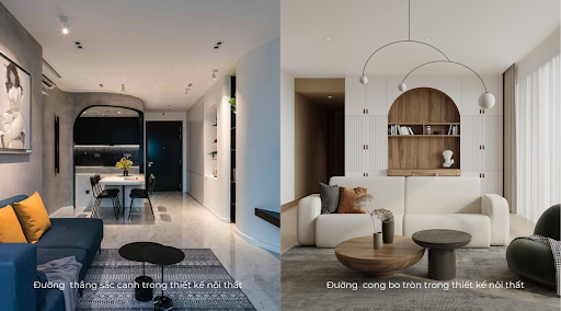 Đường thẳng và đường cong bo tròn trong thiết kế nội thất